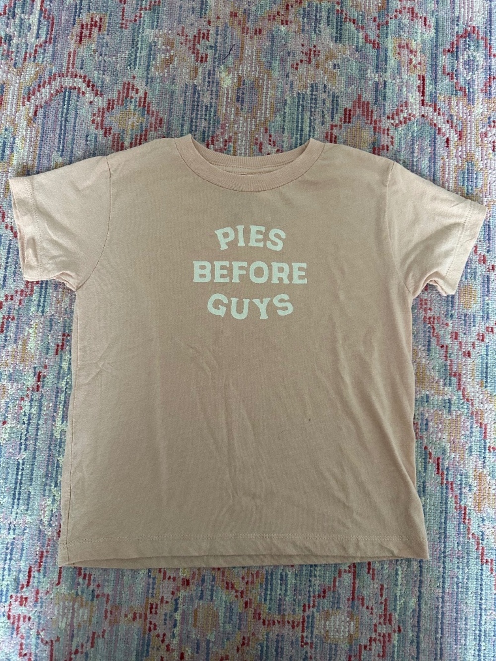 The Wishing Elephant peach "Pies Before Guys" short sleeve tee